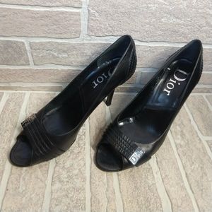 DIOR Silver logo Tab pumps